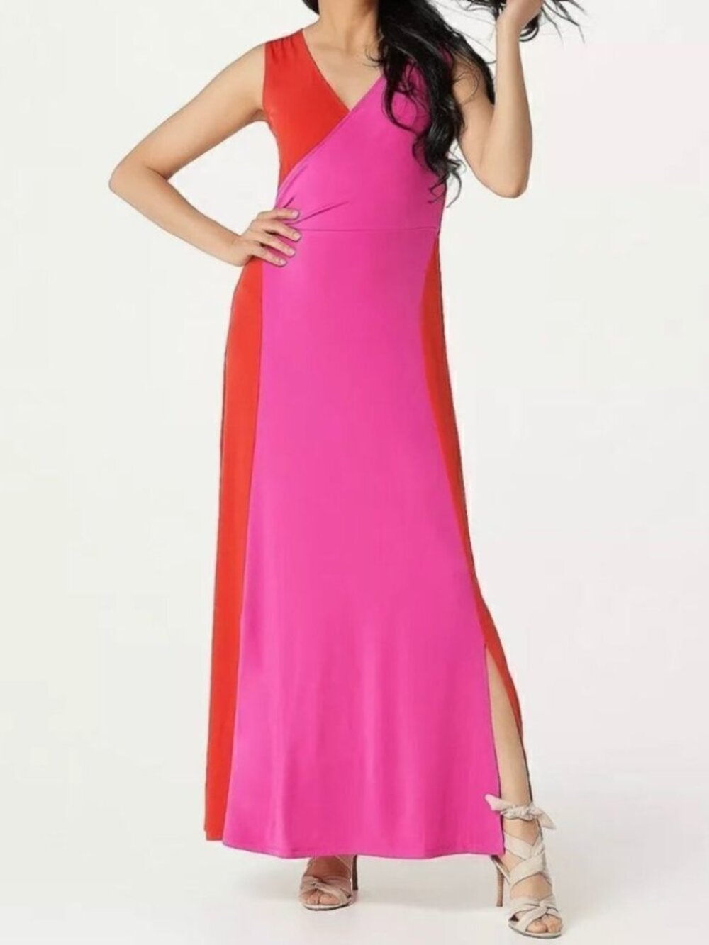 Du Jour Sleeveless Color-Blocked Knit Maxi Dress